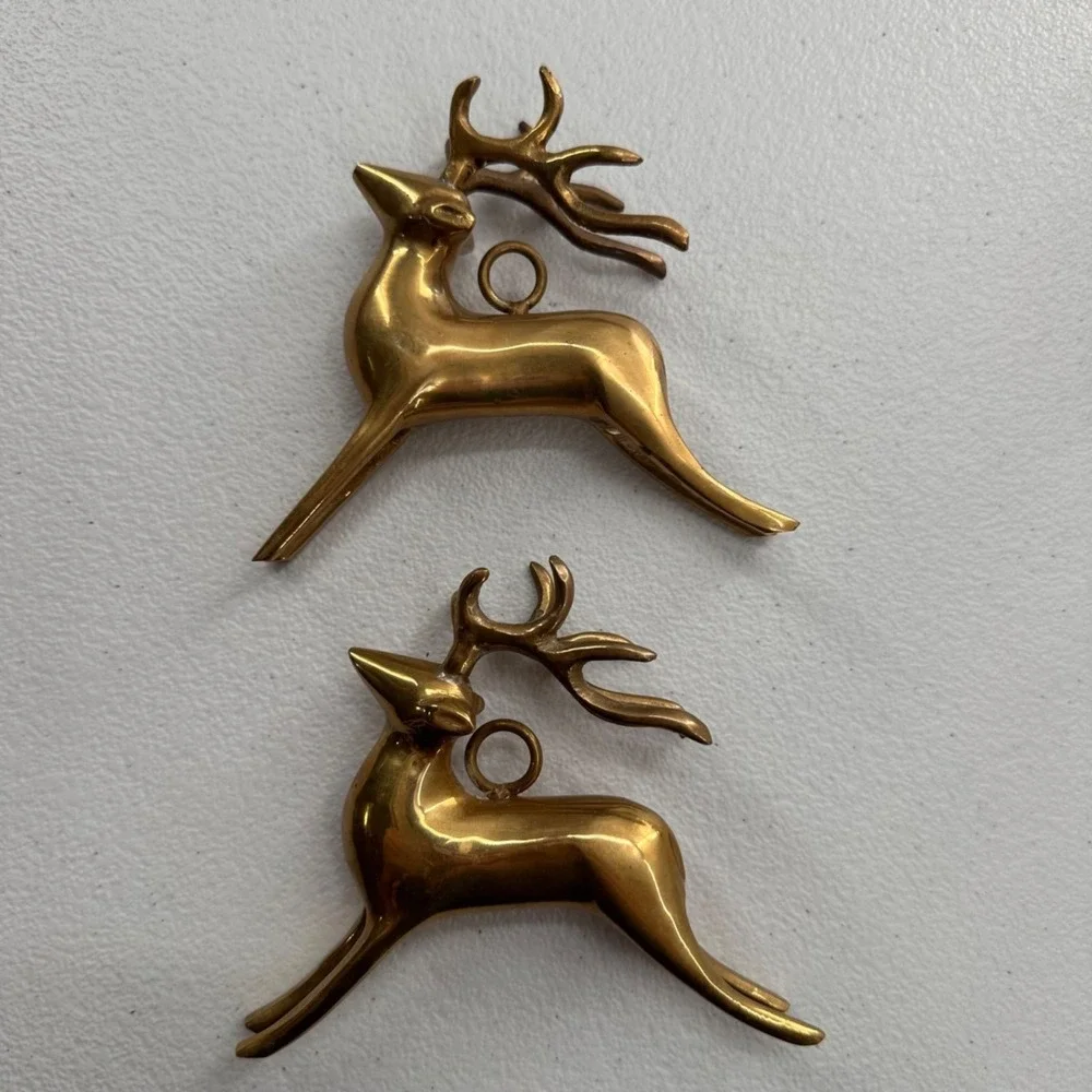 Gold & Brass Reindeer Figurines Set Of‎ 3 Holiday Decor Greenbrier International